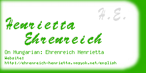 henrietta ehrenreich business card
